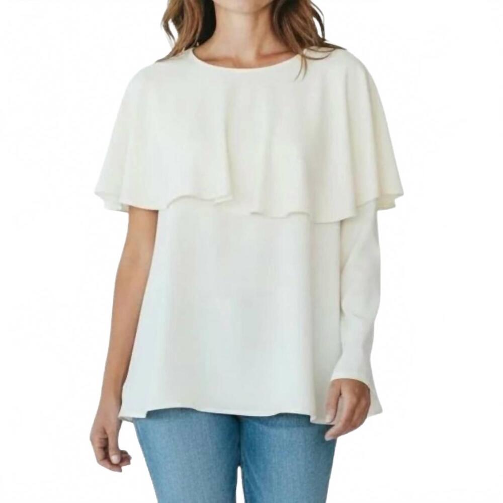NEW EMMELLE silk draped one-sleeve top in ivory